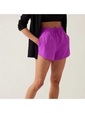 Athleta Crossroads Shorts Size S Purple Athletic Elastic Waist Pockets Running
